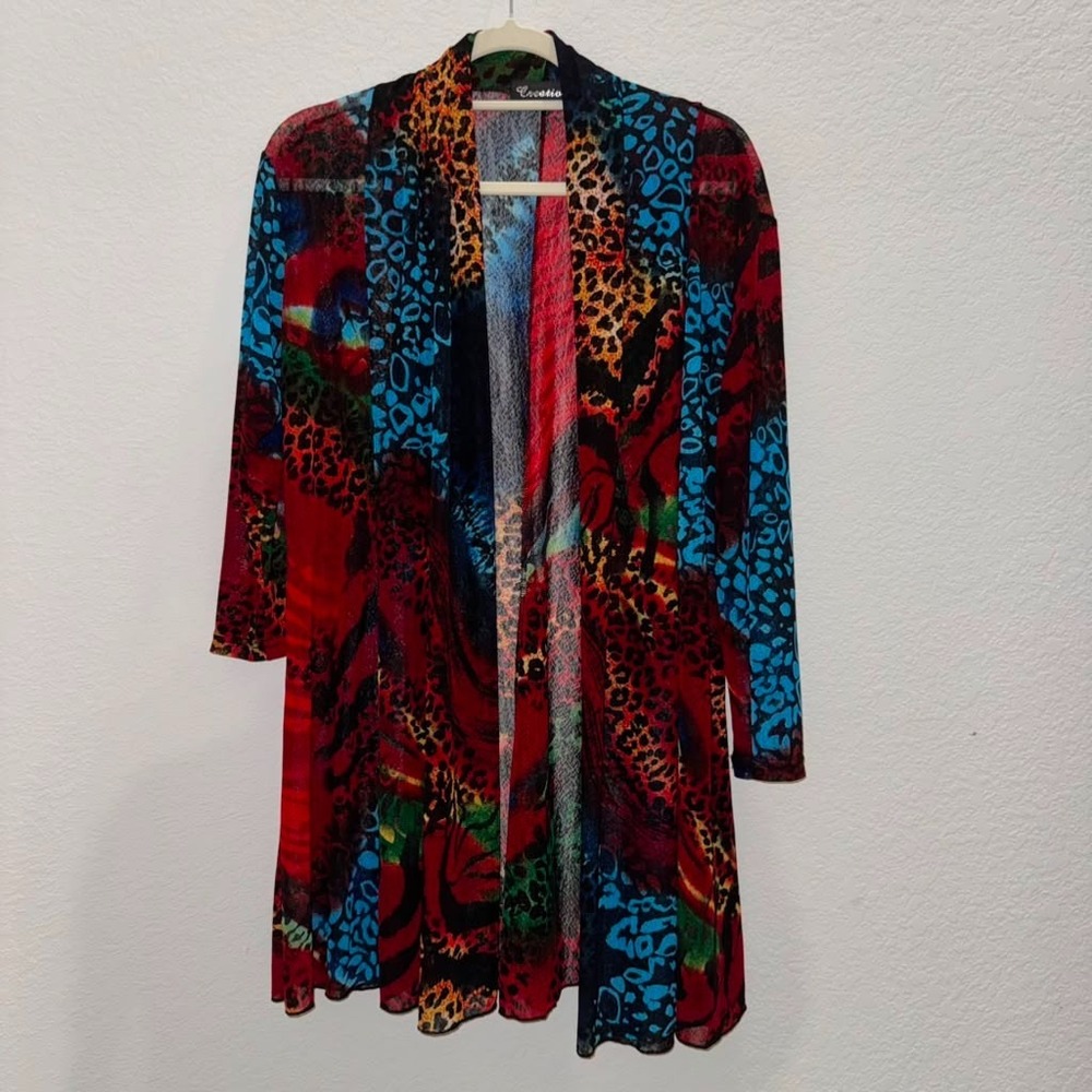 Creations Women's M Open Front Sheer Cardigan Top Kimono Boho Artsy Whimsigoth